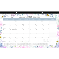 Blueline&reg; Monthly Desk Pad  17-3/4" x 10-7/8" Bilingual Floral Design