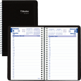 Blueline&reg; Essential Daily Diary Spiral Bound Soft Cover 8" x 5" Black Bilingual