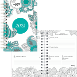 Blueline&reg; DoodlePlan&trade; Weekly/Monthly Planner 8" x 5" Botanica Bilingual