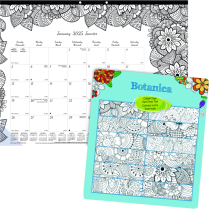 Blueline&reg; DoodlePlan&trade; Colouring Monthly Desk Pad 22" x 17" Botanica Design