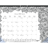 Blueline&reg; DoodlePlan&trade; Colouring Monthly Desk Pad 22" x 17" Botanica Design