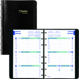 Blueline&reg; Essential Weekly Diary Soft Cover Twin Wire 8" x 5" Bilingual Black