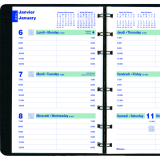 Blueline&reg; Essential Weekly Diary Soft Cover Twin Wire 8" x 5" Bilingual Black