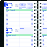 Blueline&reg; Essential Two Days Diary Bilingual 8x5 Black