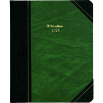 Blueline&reg; Traditional Daily Diary Hard Cover 8-1/8" x 6-1/2" Bilingual Green