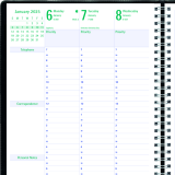 Blueline&reg; Timanager&reg; Weekly/Monthly Business Diary Twin Wire 11x8-1/2" English Black