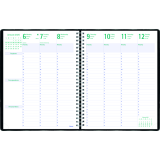 Blueline&reg; Timanager&reg; Weekly/Monthly Business Diary Twin Wire 11x8-1/2" English Black