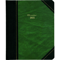 Brownline&reg; Traditional Daily Diary Hard Cover 8-1/8" x 6-9/16" English Green
