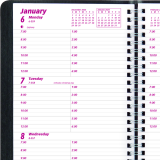 Brownline&reg; Essential Weekly Diary Twin Wire Flexible Cover 8" x 5" English Black