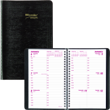 Brownline&reg; Essential Weekly Diary Twin Wire Flexible Cover 8" x 5" English Black