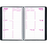 Brownline&reg; Essential Weekly Diary Twin Wire Flexible Cover 8" x 5" English Black