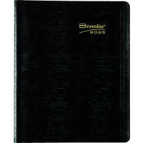 Brownline&reg; Essential Monthly Diary 14 Month Twin Wire 8-7/8" x 7-1/8" English Black