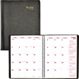 Brownline&reg; Essential Monthly Diary 14 Month Twin Wire 11" x 8-1/2" English Black
