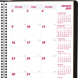 Brownline&reg; Essential Monthly Diary 14 Month Twin Wire 11" x 8-1/2" English Black