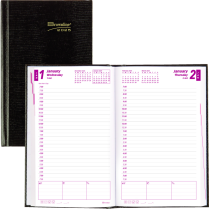 Brownline&reg; Traditional Daily Planner Perfect Bound Hard Cover 8" x 5" English Black