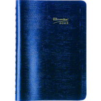 Brownline&reg; Essential Daily Diary Twin Wire 8" x 5" English Blue