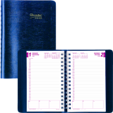 Brownline&reg; Essential Daily Diary Twin Wire 8" x 5" English Blue