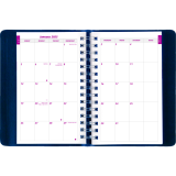 Brownline&reg; Essential Daily Diary Twin Wire 8" x 5" English Blue