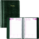 Brownline&reg; Essential Daily Diary Twin Wire 8" x 5" English Green