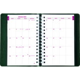Brownline&reg; Essential Daily Diary Twin Wire 8" x 5" English Green