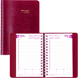 Brownline&reg; Essential Daily Diary Twin Wire 8" x 5" English Red