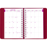 Brownline&reg; Essential Daily Diary Twin Wire 8" x 5" English Red