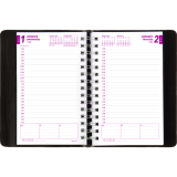 Brownline&reg; Essential PlannerPlus Daily Diary Twin Wire Soft Cover 5" x 8" English Black