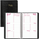 Brownline&reg; Essential Weekly Diary Soft Cover Twin Wire 8" x 5" English Black