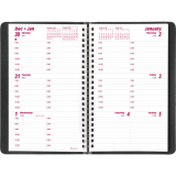 Brownline&reg; Essential Weekly Diary Soft Cover Twin Wire 8" x 5" English Black