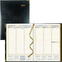 Brownline&reg; Executive Weekly Diary Hard Cover 10-3/4" x 7-3/4" Black Trilingual
