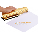 Bostitch&reg; Executive Three-Hole Punch 12 Sheets Gold