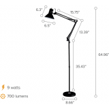 Bostitch&reg; Office Swing Arm LED Floor Lamp 72" Black