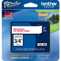 Brother&reg; P-Touch&reg; TZ Tape 3/4" Red on White