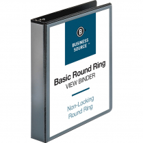 Business Source Round Ring View Binder 1-1/2" Black