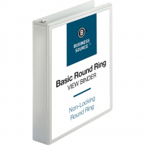 Business Source Round Ring View Binder 1-1/2" White