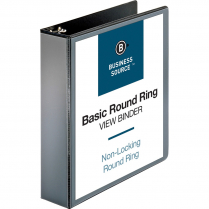 Business Source Round Ring View Binder 2" Black