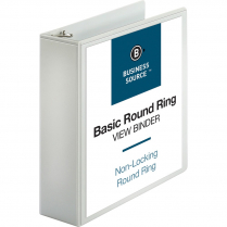 Business Source Round Ring View Binder 3" White