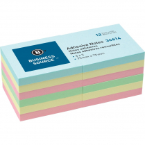 Business Source Adhesive Notes 3" x 3" Pastel 12/pkg