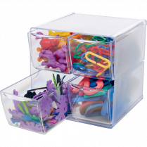 Deflecto&reg; Stackable Storage Cube Four Drawers Clear