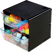 Deflecto&reg; Stackable Storage Cube Four Drawers Black