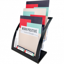 Deflecto&reg; Contemporary 3-Tier Literature Holder Magzine Size Black