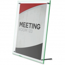 Deflecto&reg; Superior Image&reg; Beveled Edge Sign Holder Curved with Green Tinted Edge 8-1/2" x 12-5/8"