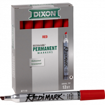 Dixon&reg; Redimark Permanent Markers Red 12/box