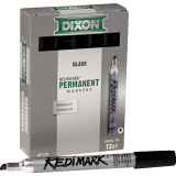 Dixon&reg; Redimark Permanent Markers Black 12/box