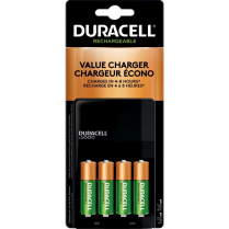 Duracell&reg; CopperTop&reg; Value Charger w/4 AA NiMH Precharged Batteries
