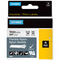 DYMO&reg; Rhino&reg; Flexible Nylon Tape 3/4" Black on White