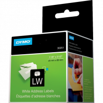 DYMO&reg; LabelWriter&reg; Standard Address Labels 1-1/8" x 3-1/2" White 130 Labels 2 rolls/box
