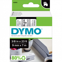DYMO&reg; D1&trade; Polyester Replacement Tape 3/8" Black on Clear