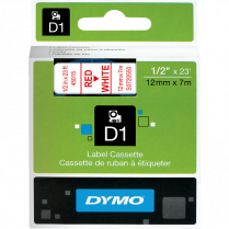 DYMO&reg; D1&trade; Polyester Replacement Tape 1/2" Red on White