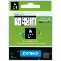 DYMO&reg; D1&trade; Polyester Replacement Tape 1/2" Black on Yellow